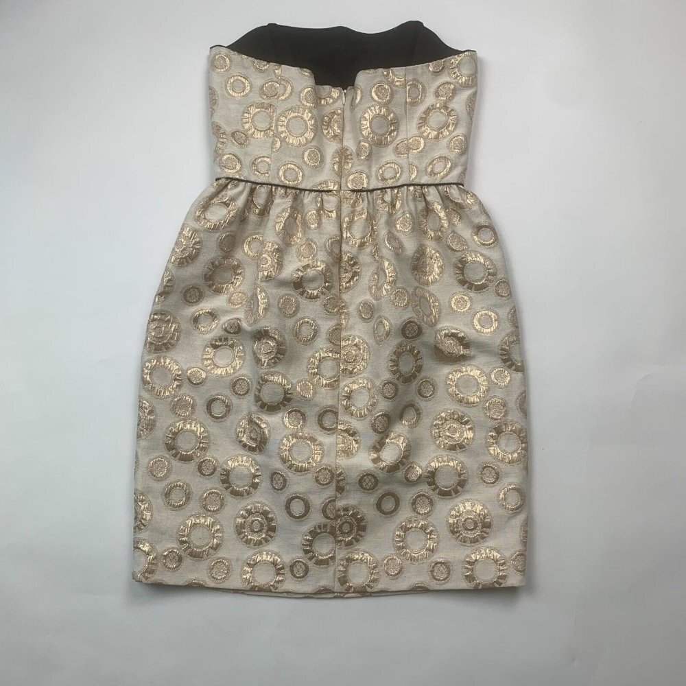 Corey Lynn Calter Womens Mini Dress Metallic Gold Size 6 Strapless Side Pocket - Picture 2 of 10